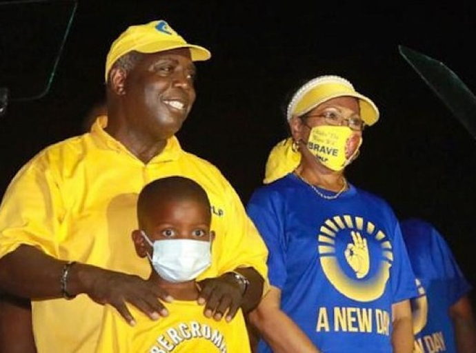 PLP leader Phillip “Brave” Davis, addressing supporters after leading the party to convincing victory (Photo: PLP)