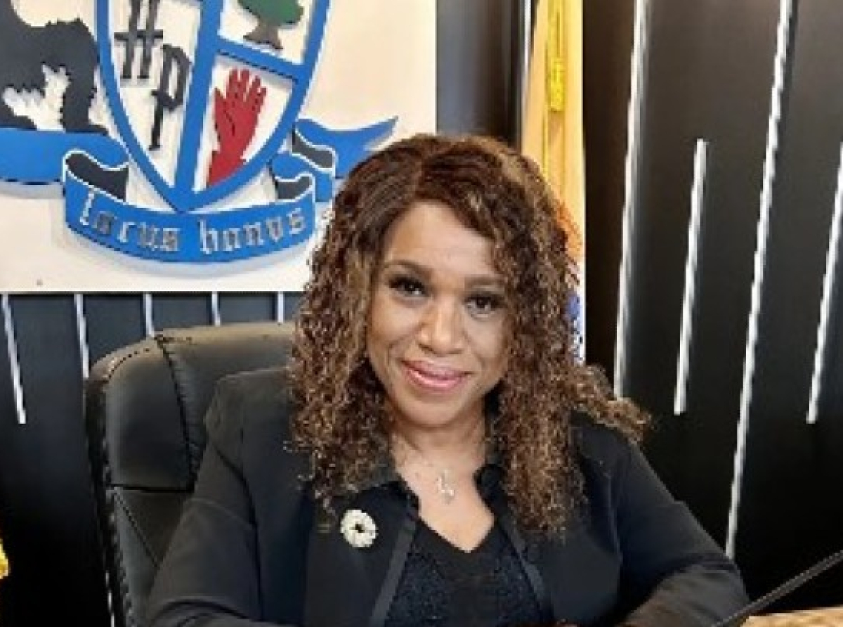 Mayor Elsie Foster Cheers her first Council meeting after she was sworn-in to office as new mayor of the Borough of Highland Park, in Middlesex County, New Jersey on Tuesday January 24, 2023