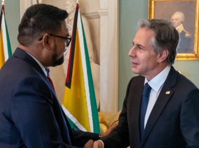 President Irfaan Ali and US Secretary of State Anthony Blinken met on Monday (Photo US State Department)