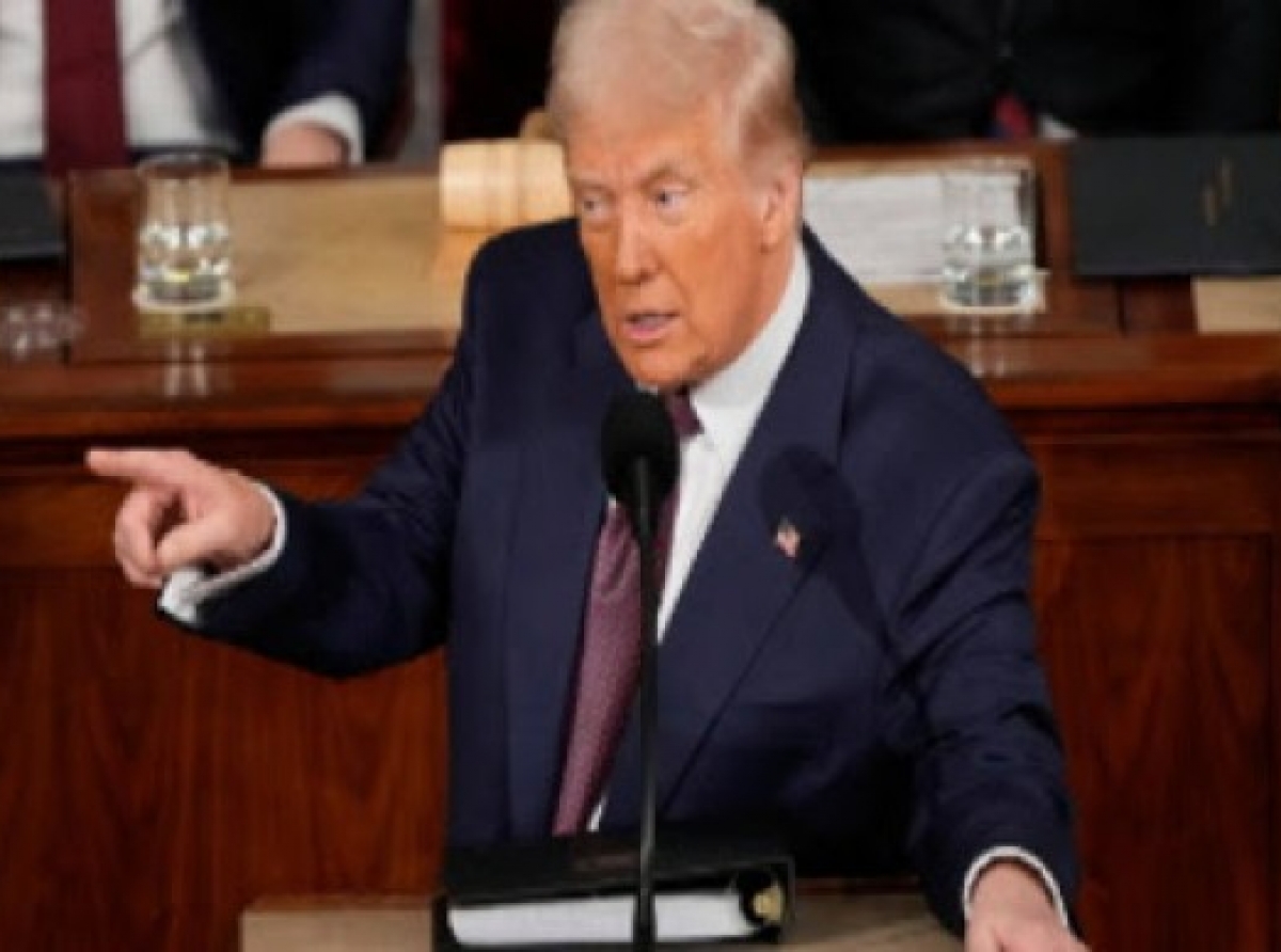 President Donald Trump addressing Congress on Tuesday night