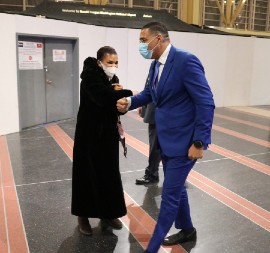 Prime Minister Andrew Holness is greeted by Jamaica’s Ambassador to the United States Audrey Marks as he arrives at the Ronald Reagan International Airport in Washington DC on Tuesday for a five-day working visit. (Photo by Derrick Scott)