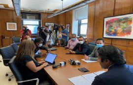 Health Commissioner Dr. Ashwin Vasan speaking with reporters on the need to get COVID-19 booster
