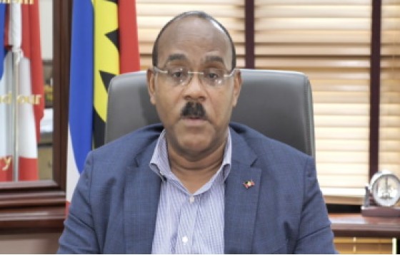 Prime Minister Gaston Browne during interview on Monday (CMC Photo)