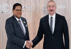 Presidents Chan Santokhi and Ilham Aliyev of Azerbaijan met on Sunday. (Photo: Office of the President)