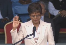 President Christine Carla Kangaloo being sworn into office (CMC Photo)