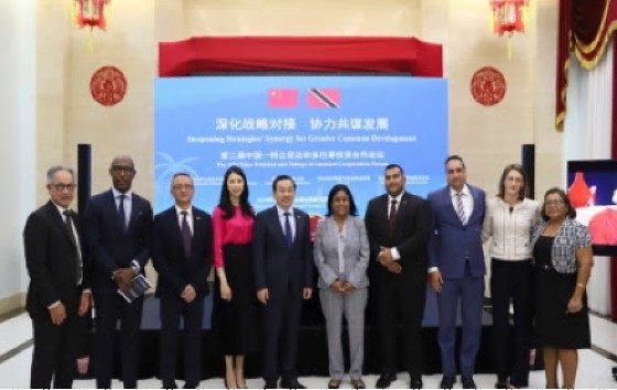 Trinidad and Tobago’s Trade and Industry Minister, Paula Gopee-Scoon and Chinese Ambassador to Trinidad and Tobago Fang Qiu , pose for the official photograph with members of their delegations According to a statement issued here, the forum, held at the Chinese Embassy here, provided an opportunity for both countries to share investment opportunities in areas of mutual interest and strategic importance, and build on already existing commercial linkages.