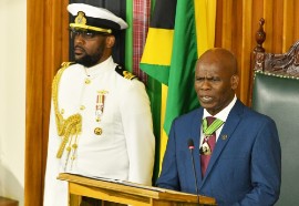 Custos Rotulorum for Kingston Steadman Fuller as he delivered the Throne Speech on behalf of Governor General Sir Patrick Allen.