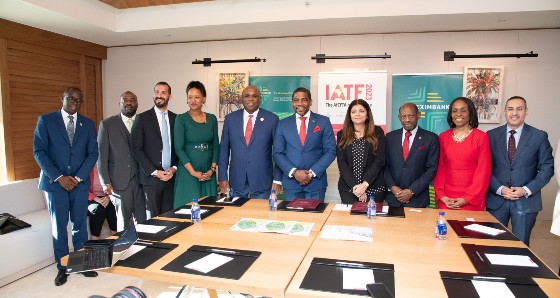 Right to Left: Mr. Ayman Elzoghby, Head of Intra-African Trade and Corporate Finance; Mrs. Kanayo Awani, Executive Vice President, Intra-African Trade; Rt. Hon. Dr. Denzil Douglas, Minister of Foreign Affairs Saint Kitts and Nevis; Ms. Christine Beblawy, Regional Commercial Director - Africa, Elsewedy Electric; Prime Minister of Saint Kitts and Nevis, Hon. Dr. Terrance Drew; Professor Benedict Oramah, President of AFREXIMBANK; Mr Moataz Samy, Corporate Treasury Manager, Elsewedy Electric; Mr. Temwa Gondwe, Senior Manager, Intra-African Trade Bank; Mr. Vitalis Ekene Uzor, Special Assistant to the President of Afreximbank.