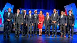 Asdrúbal Aguiar (Grupo IDEA), Miguel Ángel Rodríguez (former president of Costa Rica) Jamil Mahuad (former president of Ecuador), José María Aznar (former prime minister of Spain), Mauricio Macri (former president of Argentina), President Madeline Pumariega, Nelson J. Mezerhane (Diario Las Américas), Vicente Fox Quesada (former president of Mexico), Iván Duque (former president of Colombia), and Jorge “Tuto” Quiroga (former president of Bolivia)