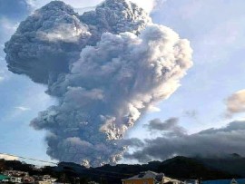 La Soufriere volcano erupts on Friday (CMC Photo)