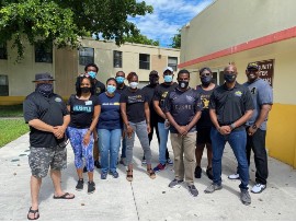Members of Iota Pi Lambda Chapter of Alpha Phi Alpha Fraternity, Inc., were joined by local community councilmembers Kelli Ann Thomas and Bro. Ricardo Torres at a voter registration drive in Miami-Dade County, Florida on October 23, 2021.