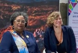 Prime Minister Mia Amor Mottley and Professor Mariana Mazzucato, Professor in the Economics of Innovation and Public Value at University College London.