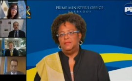 Prime Minister Mia Mottley addressing UN conference