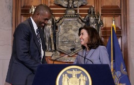 Gov. Kathy Hochul (right) has appointed Antonio Delgado (left) as Lieutenant Governor.