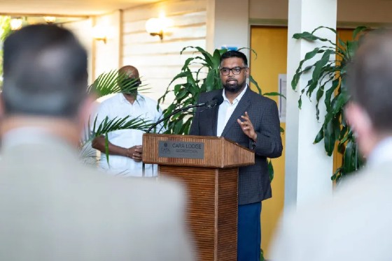 President Dr. Irfaan Ali addressing launch of Explore Guyana Magazine