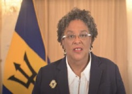 Prime Minister Mia Mottley addressing the nation on crime and violence