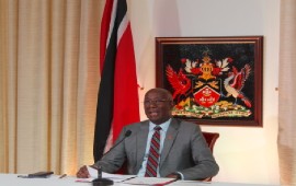 Prime Minister Dr. Keith Rowley addressing Trinidad and Tobago Energy Chamber’s virtual Energy Conference (OPM Photo)