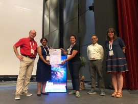 IAVECI president, Dr. Patrick Allard announces UWI SRC as winner of the 2022 Volcanic Surveillance and Crisis Management Award (UWI SRC Photo)