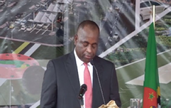 Prime Minister Roosevelt Skerrit addressing the signing ceremony for airport