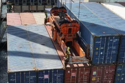 Kingston, Jamaica - 05 04 2023: Container attached to