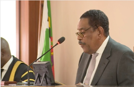 President Charles Savarin addressing the first sitting of the new Parliament on Tuesday CMC Photo