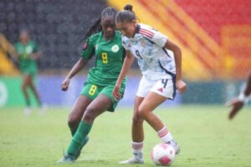 ALAJUELA,COSTA RICA. JUNE 1st: Keisy Taylor #9 of Costa Rica drives the ball against Naomi Benjamin during match between Guyana and Costa Rica in the Concacaf Women's Under-20 Championship, held at the Alejandro Morera Soto stadium, in Alajuela ,Costa Rica.(PHOTO BY FABIAN MEZA/STRAFFONIMAGES/MANDATORY CREDIT/EDITORIAL USE/NOT FOR SALE/NOT ARCHIVE)