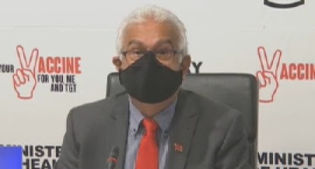 Health Minister Terrance Deyalsingh at weekly news conference on Monday (CMC Photo)