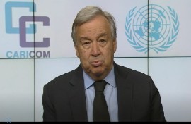 Un Secretary General, António Guterres addressing UN-CARICOM meeting