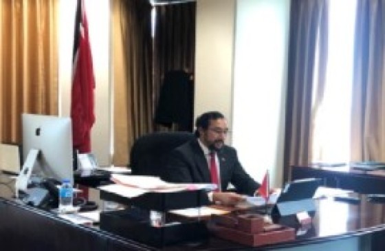Energy and Energy Industries Minister, Stuart Young, addressing Maritime Webinar Link-up