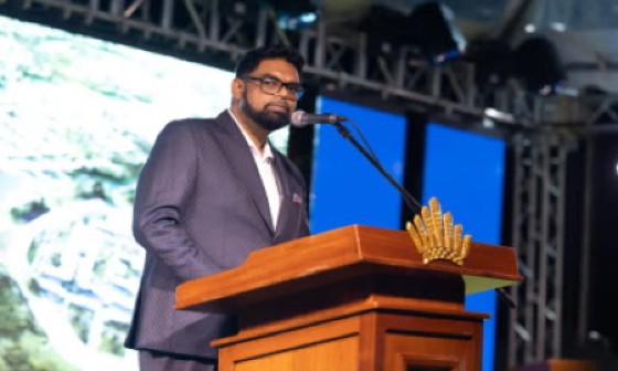 President Dr Irfaan Ali addressing the opening ceremony of the International Building Expo on Thursday night