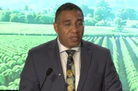 Jamaica’ Prime Minister Andrew Holness addressing the opening of Caribbean Week of Agriculture (CMC Photo)