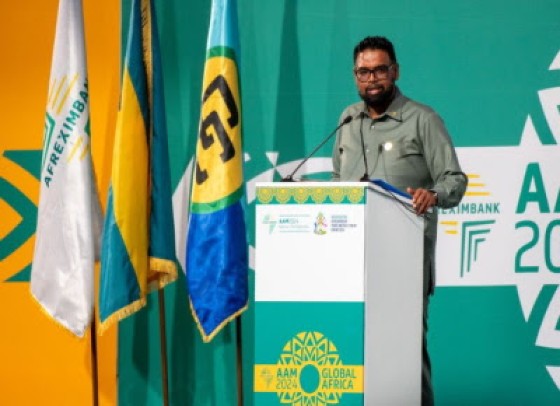 Guyana President and CARICOM chairman, Dr. Irfaan Ali addressing the 31st Afreximbank Annual Meeting and the Third AfriCaribbean Trade and Investment Forum (ACTIF2024) in the Bahamas