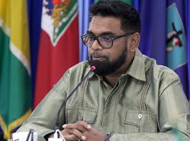President Dr. irfaan Ali, speaking at news conference (CMC Photo)