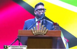 President Irfaan Ali announcing election date on Sunday night (CMC Ph0to)