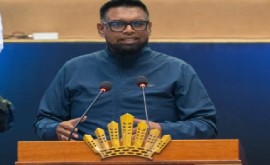 President Irfaan Ali speaking at the launch of the Public Service Upskilling Platform on Monday