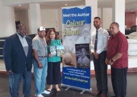 West Indies and Guyana cricket legend Alvin Kallicharran (second left) during the launch of his autobiography at the Oasis Cafe