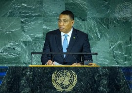 Jamaica’s Prime Minister Andrew Holness addressing the opening ceremony of the UN’s Summit of the Future in New York.