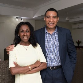 Theresa Roberts and Jamaican Prime Minister Andrew Holness (Contributed Photo)