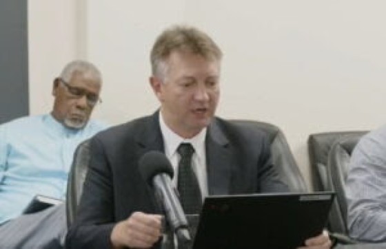 Sergei Antoshin, who headed an IMF delegation to St. Vincent and the Grenadines, speaking at a news conference on Tuesday (CMC Photo)