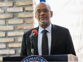 Haiti's Prime Minister Ariel Henry attends the signing ceremony of the "Political Agreement for a peaceful and effective governance of the interim period" with the opposition, in Port-au-Prince, Haiti. September 11, 2021. REUTERS/Ralph Tedy Erol