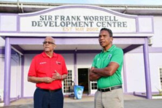 TTCB President Azim Bassarath (left) in conversation with CWI CEO Chris Dehring (right) after touring the Sir Frank Worrell Development Centre. Photo: CWI