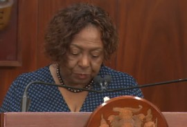 Culture, Gender, Entertainment and Sport Minister Olivia ‘Babsy’ Grange, speaking at news conference on Monday (CMC Photo)