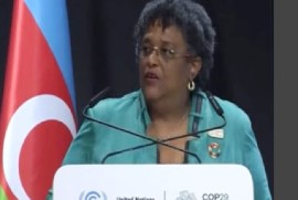 Barbados Prime Minister Mia Mottley addressing CCOP 29