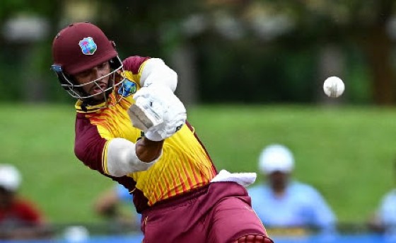 Brandon King goes on the attack during his unbeaten fifty on Sunday.