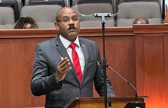 Prime Minister Gaston Browne delivering the 2022 Budget in Parliament on Thursday.