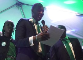 Premier David Burt addressing supporters after leading the PLP to victory (CMC Photo)