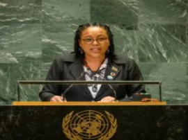 Dominica’s President, Sylvania Burton addressing the United Nations General Assembly
