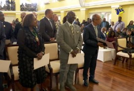 Members of the new Jamaica Cabinet at the swearing ceremony on Wednesday