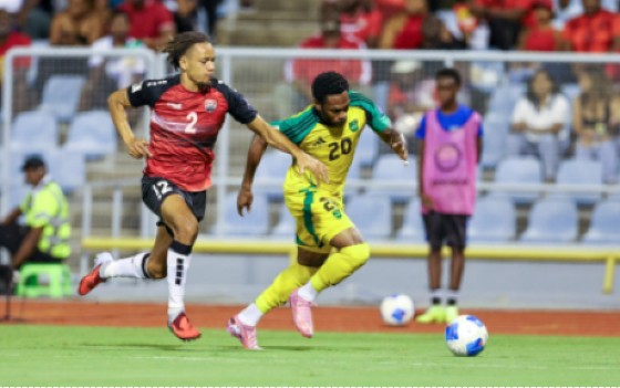 Renaldo Cephas (right) who scored for Jamaica in their match against T&T will be hoping to get on the scoresheet against Curacao.