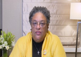 Barbados Prime Minister and CARICOM Chair, Mia Mottley addressing the Leaders’ Session on Climate and the Just Transition convened by President Lula and the United Nations Secretary-General (CMC Photo)